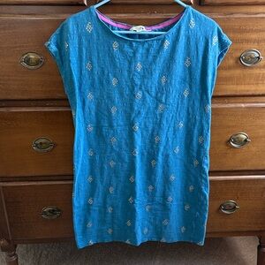 Boden Blue T-Shirt Dress with Gold Accents